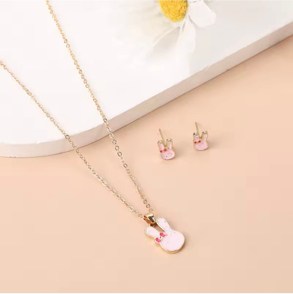 Bunny Face Necklace & Earrings Set