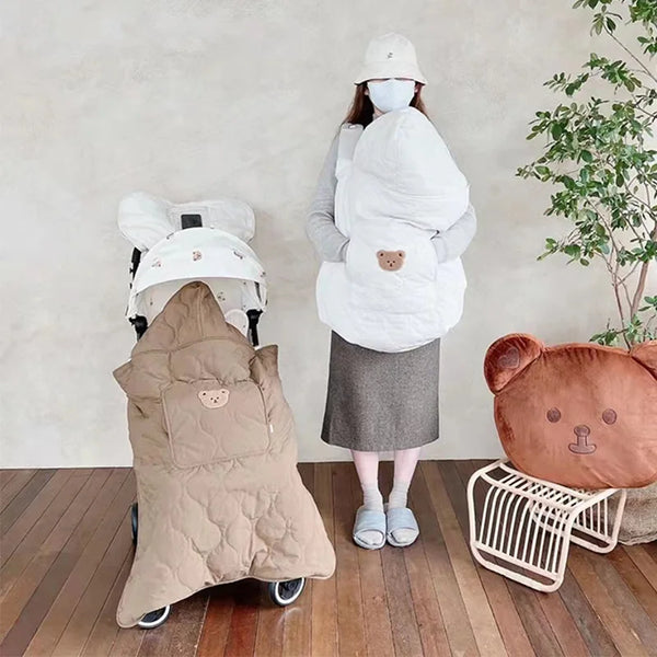Cartoon Bear Hooded Baby Cape Blanket